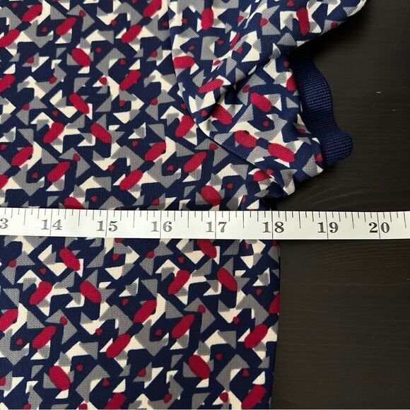 Lauren Ralph Lauren Women Top Medium Blue Short Sleeve Geometric Print Crew Neck - Picture 11 of 12